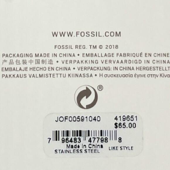 Fossil Stainless Steel Glitzy Ball Rhinestone Cuff Bracelet Silver Tone - Picture 6 of 7